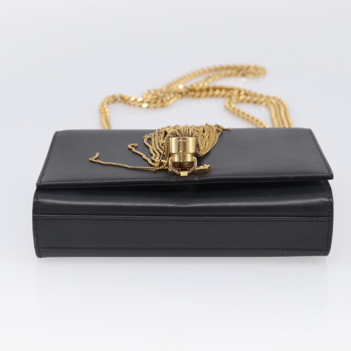 Saint Laurent Chain Kate Shoulder Bag Leather Black Gold Auth 214005M