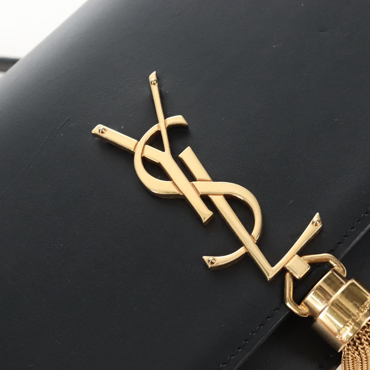 Saint Laurent Kate Chain Shoulder Bag Leather Black Gold Auth 214006M