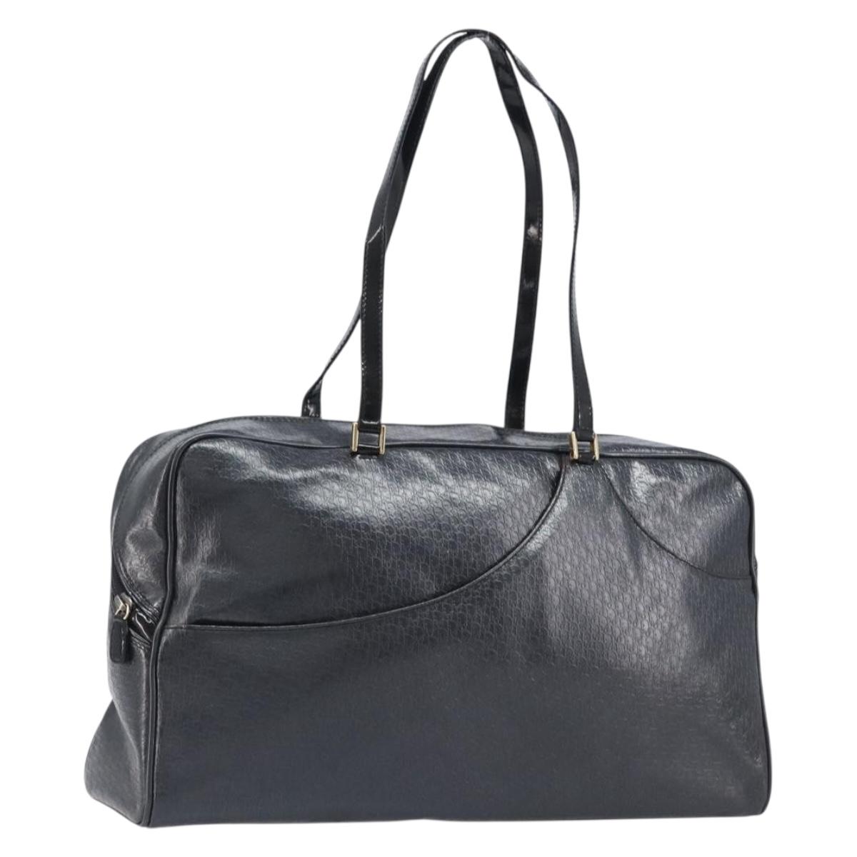 Christian Dior Trotter Canvas Maris Pearl Bag Leather Gray Gold Auth 214009V