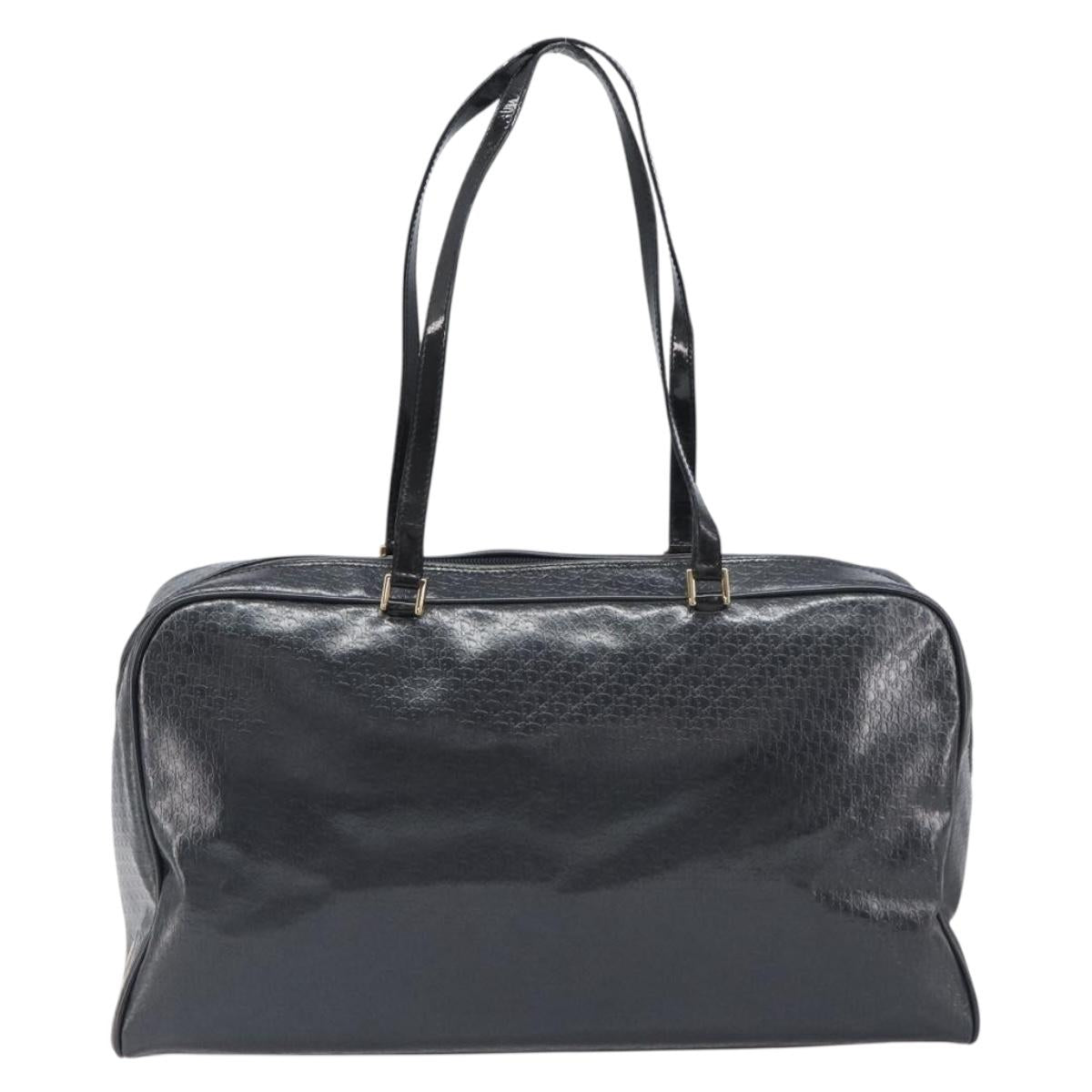 Christian Dior Trotter Canvas Maris Pearl Bag Leather Gray Gold Auth 214009V