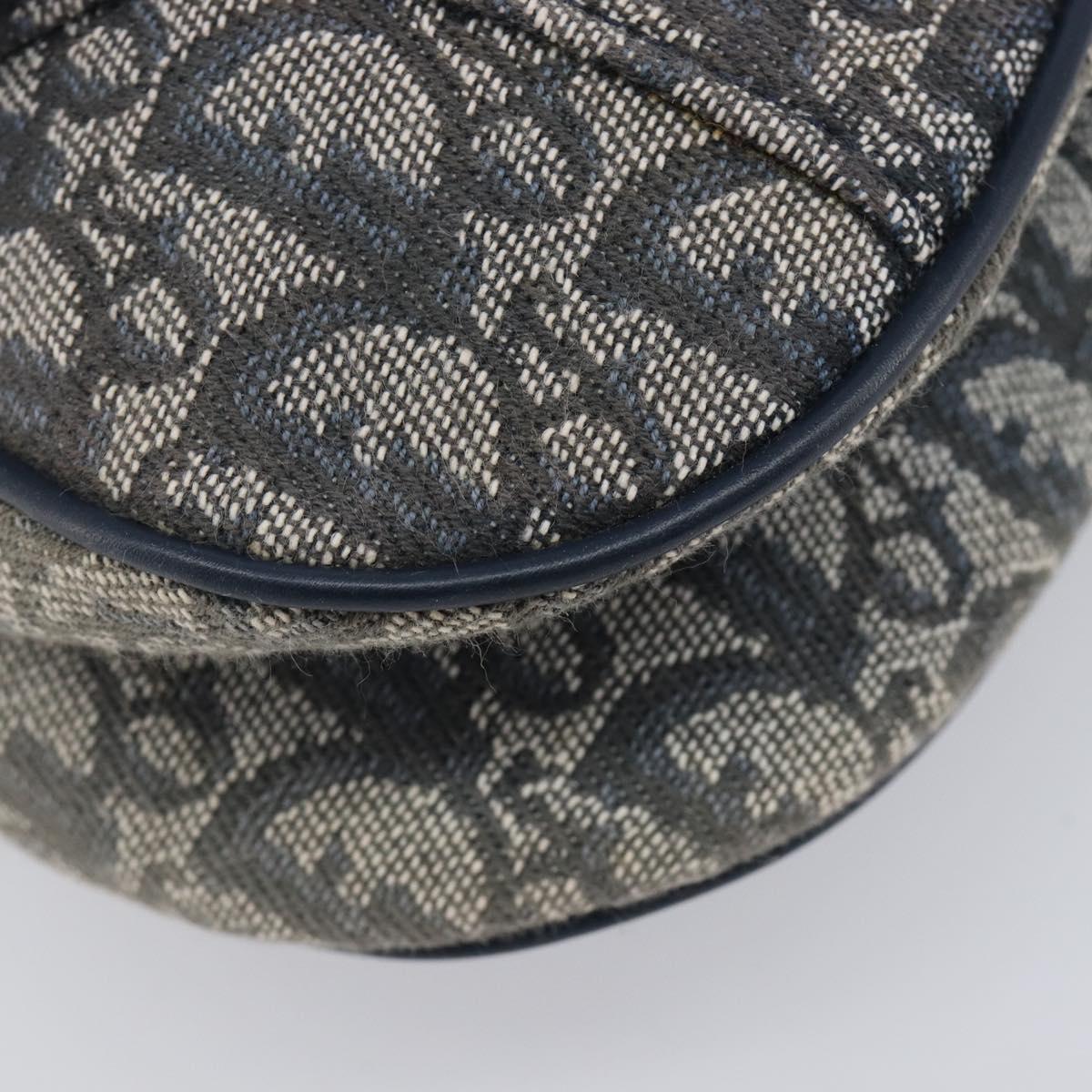 Christian Dior Trotter Canvas Saddle Shoulder Bag Navy Gold Auth 214016V