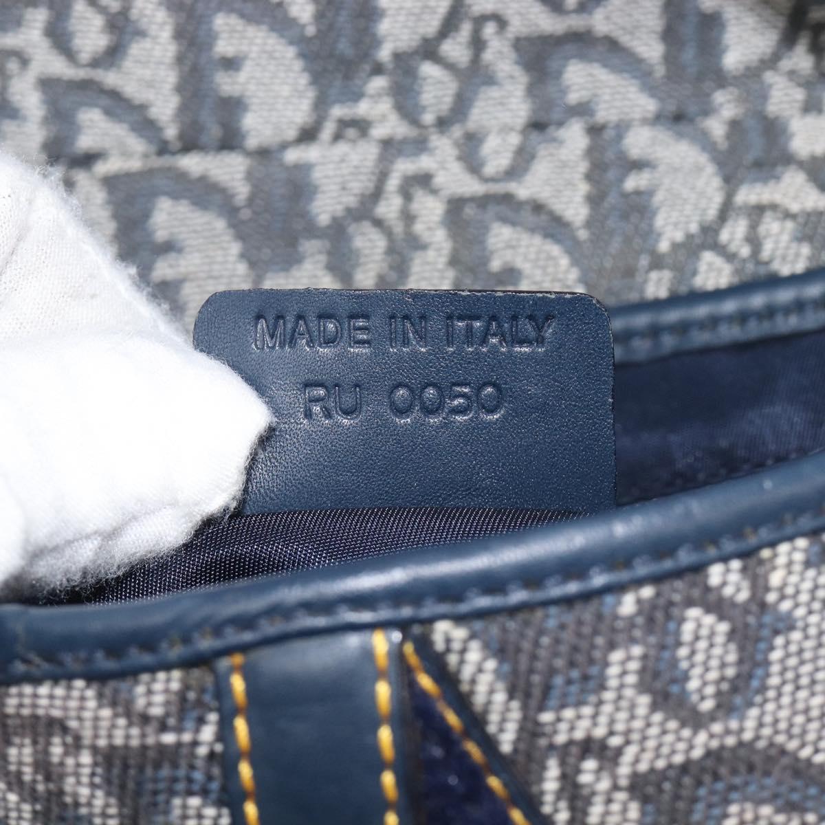 Christian Dior Trotter Canvas Saddle Shoulder Bag Navy Gold Auth 214016V