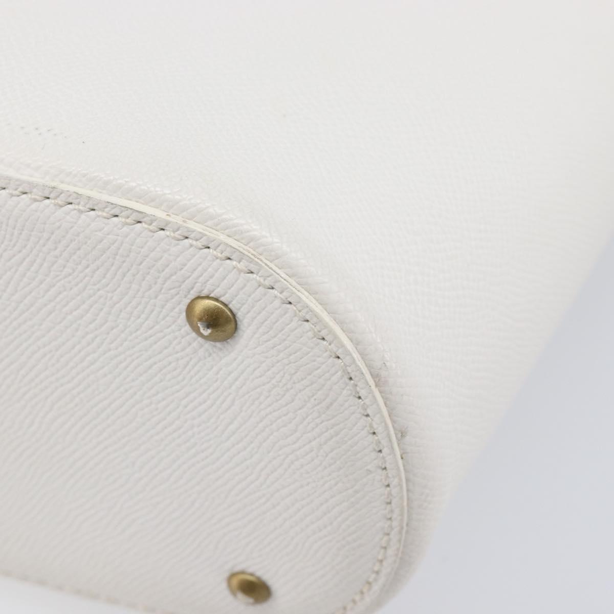 CHANEL Hand Bag Caviar Skin White Gold CC Auth 214021