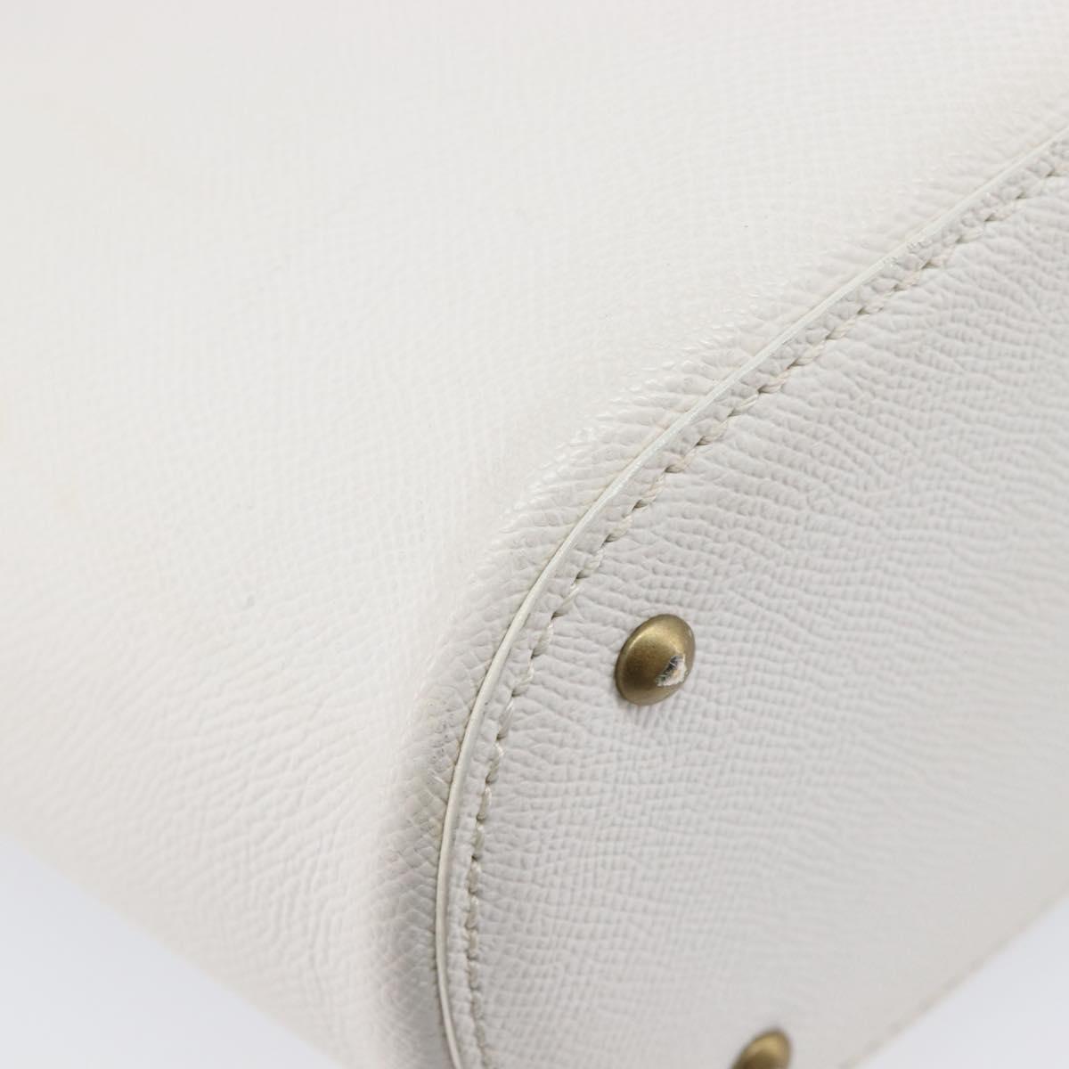CHANEL Hand Bag Caviar Skin White Gold CC Auth 214021
