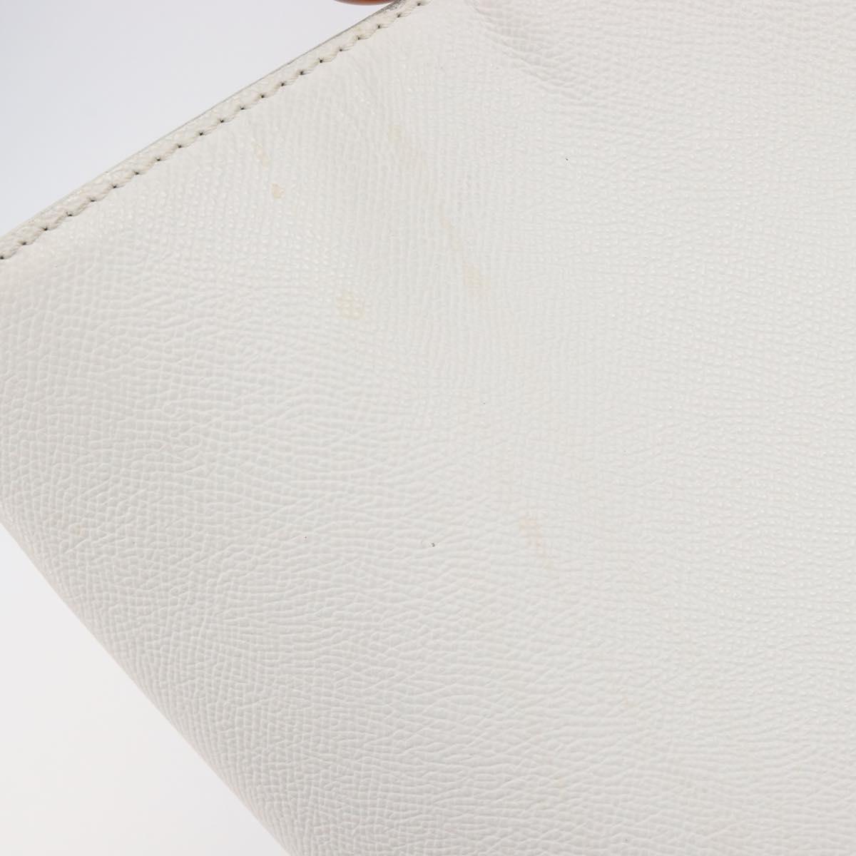 CHANEL Hand Bag Caviar Skin White Gold CC Auth 214021