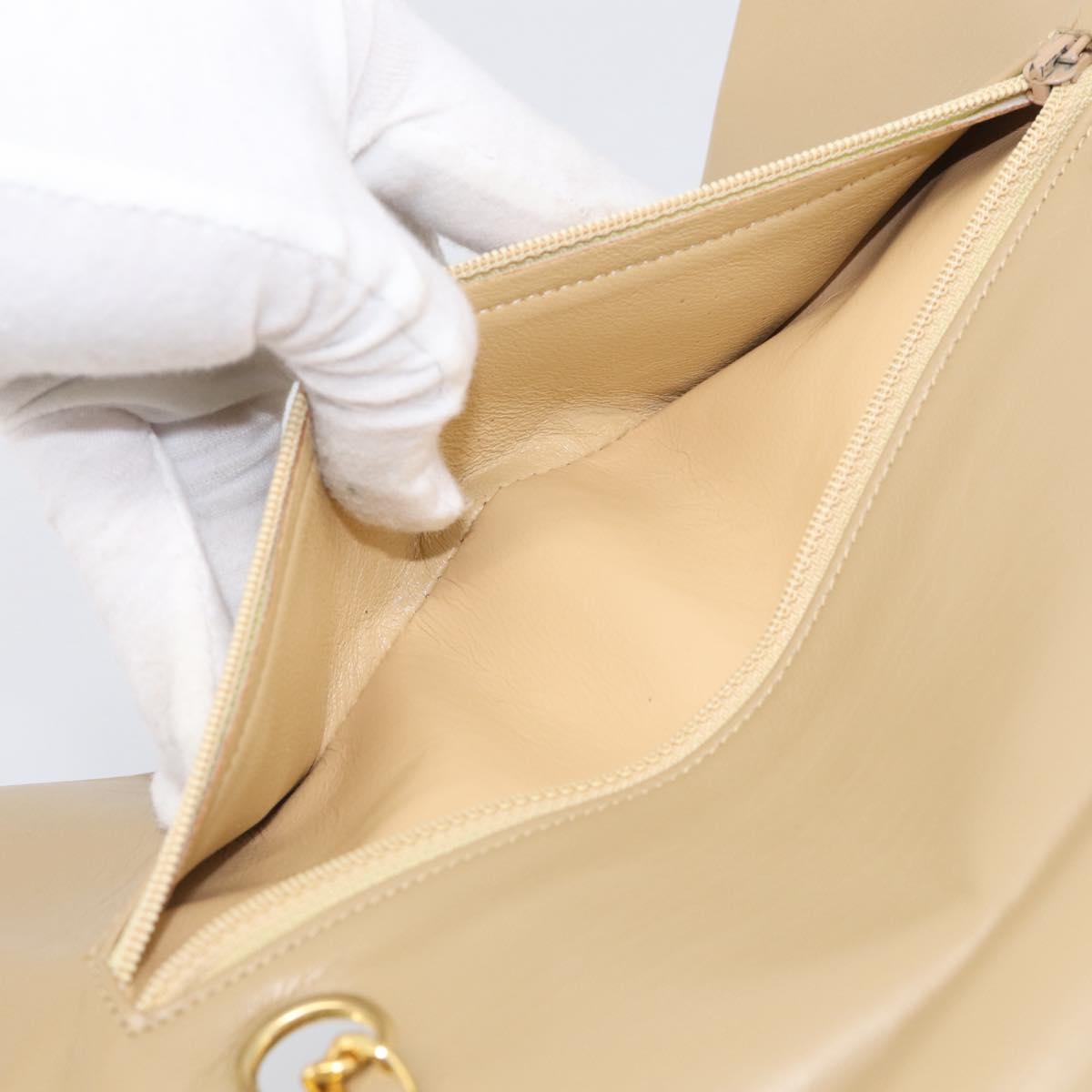 CHANEL Matelasse 25 Chain Shoulder Bag Lamb Skin Beige Gold CC Auth 214025SAM