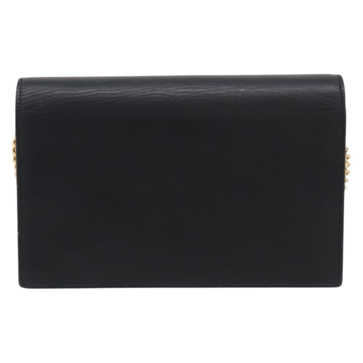 Saint Laurent Kate Chain Wallet Leather Gold Black Auth 214029M
