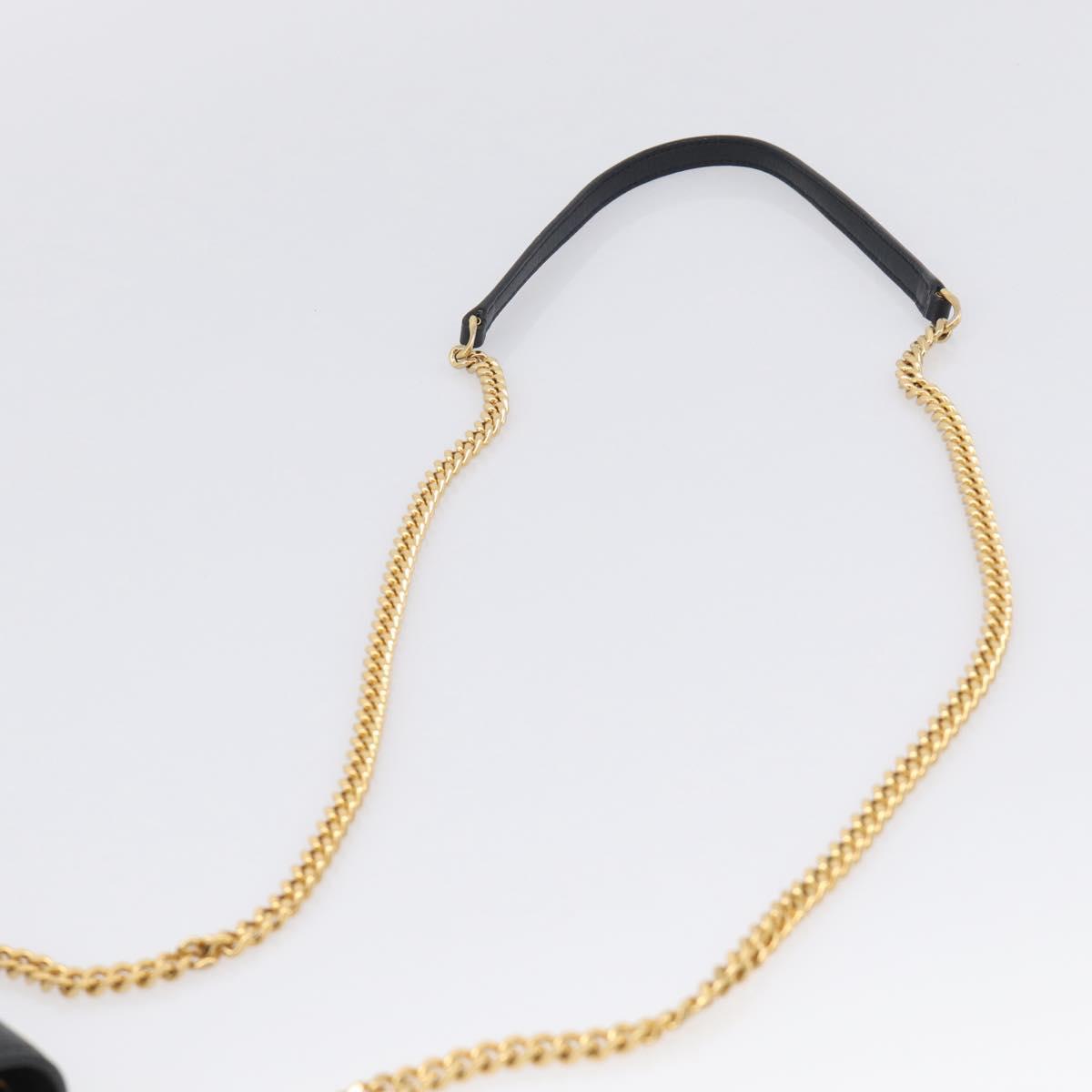 Saint Laurent Kate Chain Wallet Leather Gold Black Auth 214029M