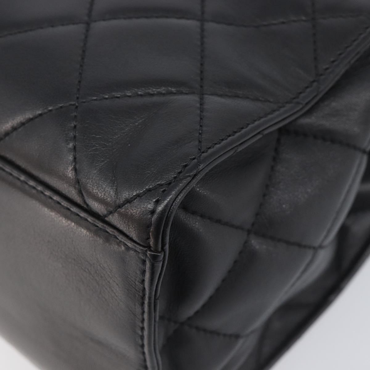 CHANEL Matelasse Tote Bag Lamb Skin Black Silver CC Auth 214030V
