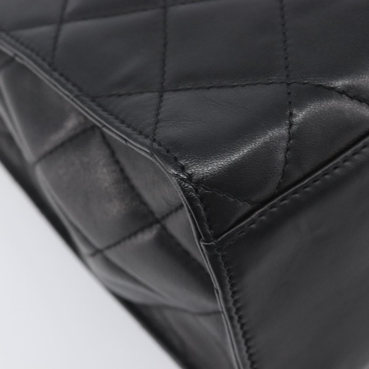 CHANEL Matelasse Tote Bag Lamb Skin Black Silver CC Auth 214030V
