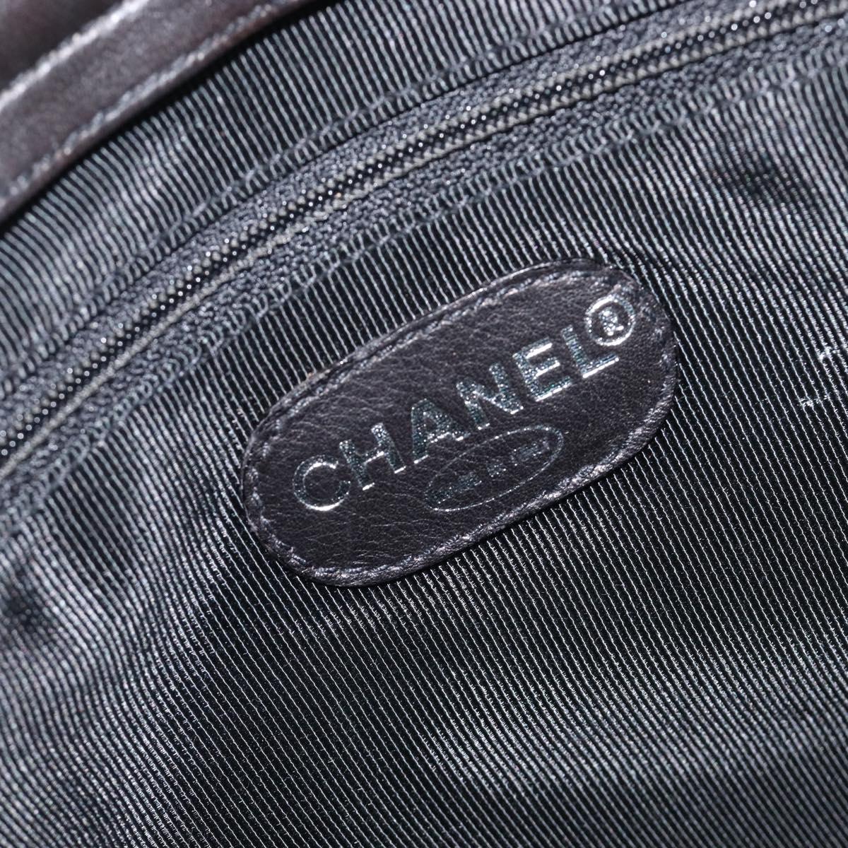 CHANEL Matelasse Tote Bag Lamb Skin Black Silver CC Auth 214030V