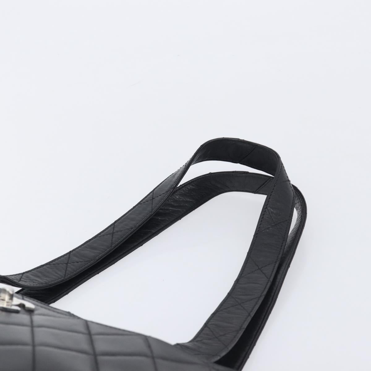 CHANEL Matelasse Tote Bag Lamb Skin Black Silver CC Auth 214030V