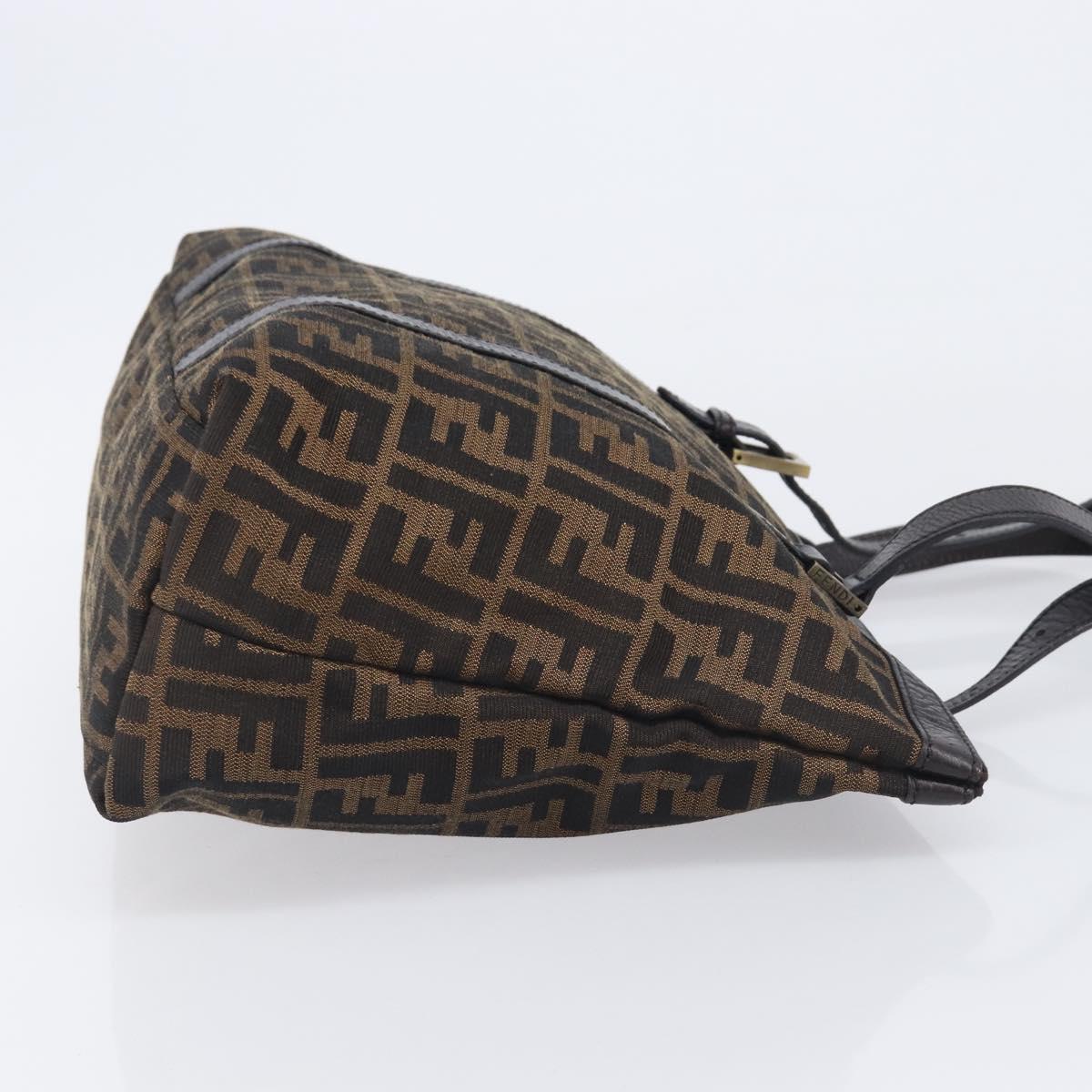 FENDI Zucca Canvas Tote Bag Brown Black Auth 214039V