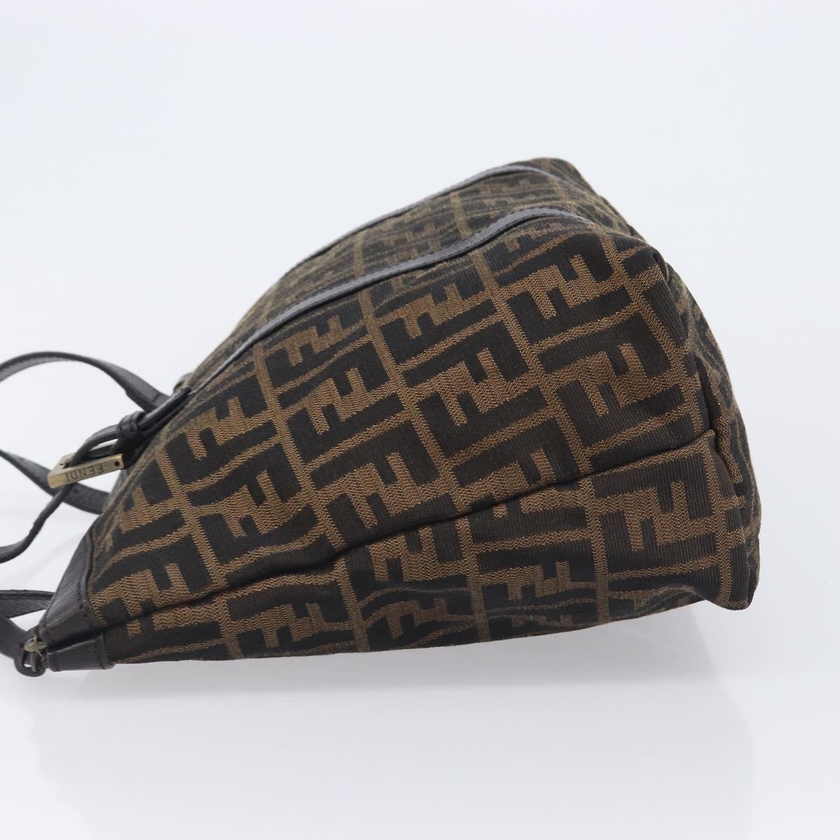 FENDI Zucca Canvas Tote Bag Brown Black Auth 214039V