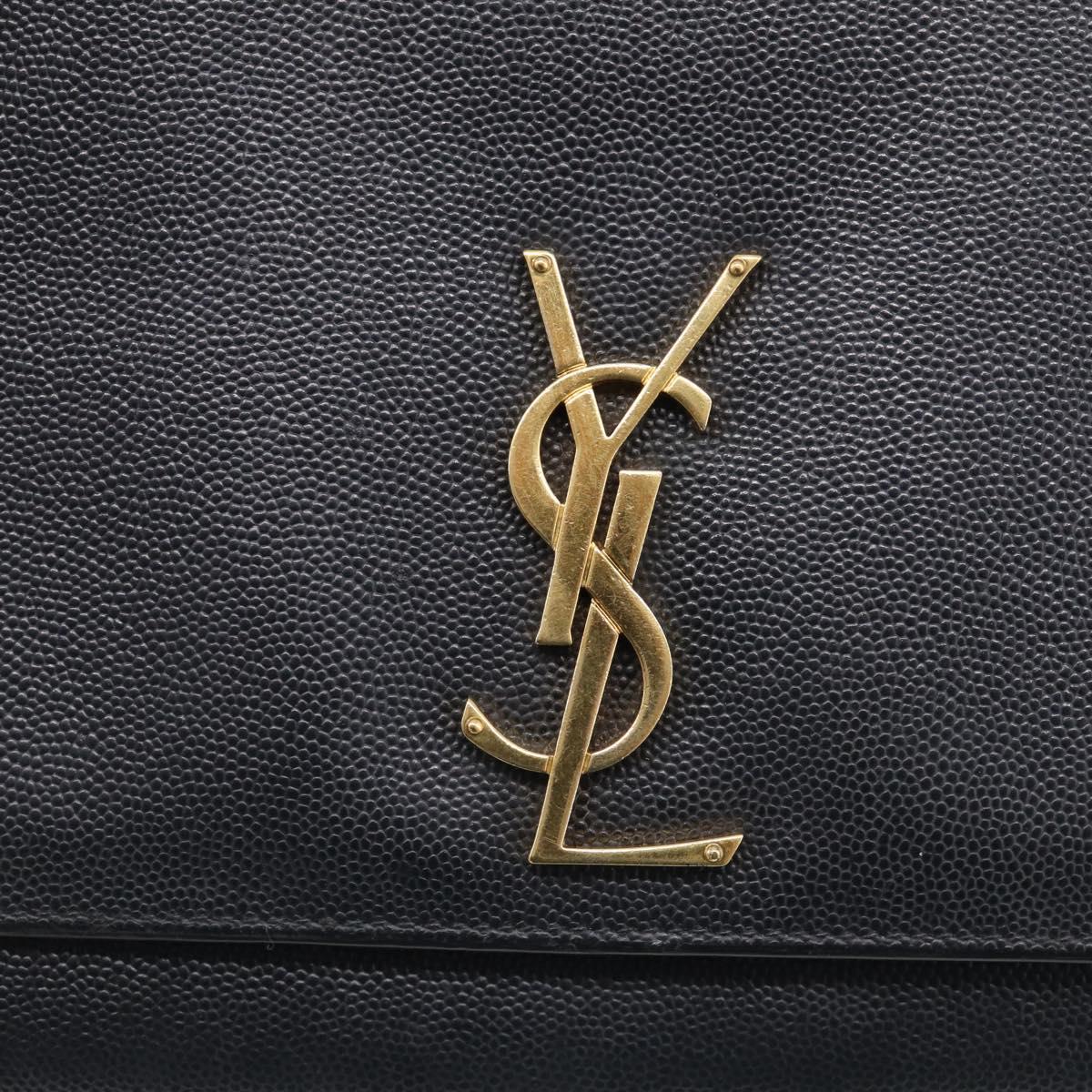 Saint Laurent Kate Chain Shoulder Bag Leather Black Gold Auth 214040M