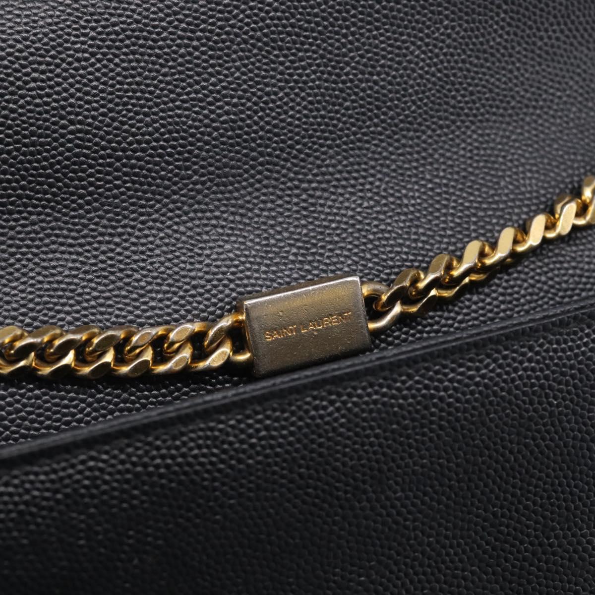 Saint Laurent Kate Chain Shoulder Bag Leather Black Gold Auth 214040M