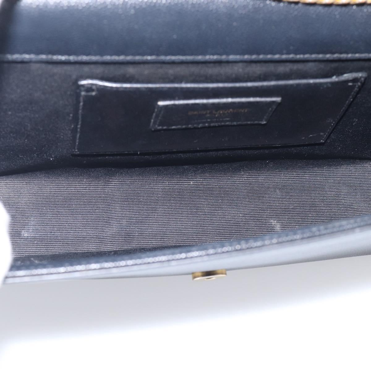 Saint Laurent Kate Chain Shoulder Bag Leather Black Gold Auth 214040M