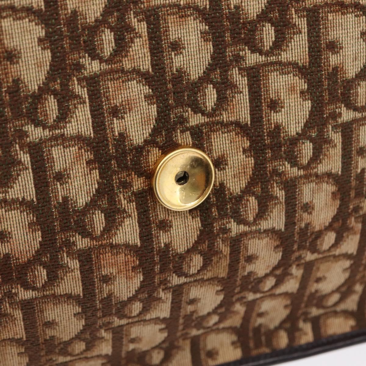 Christian Dior Trotter Canvas Shoulder Bag Beige Gold Auth 214042