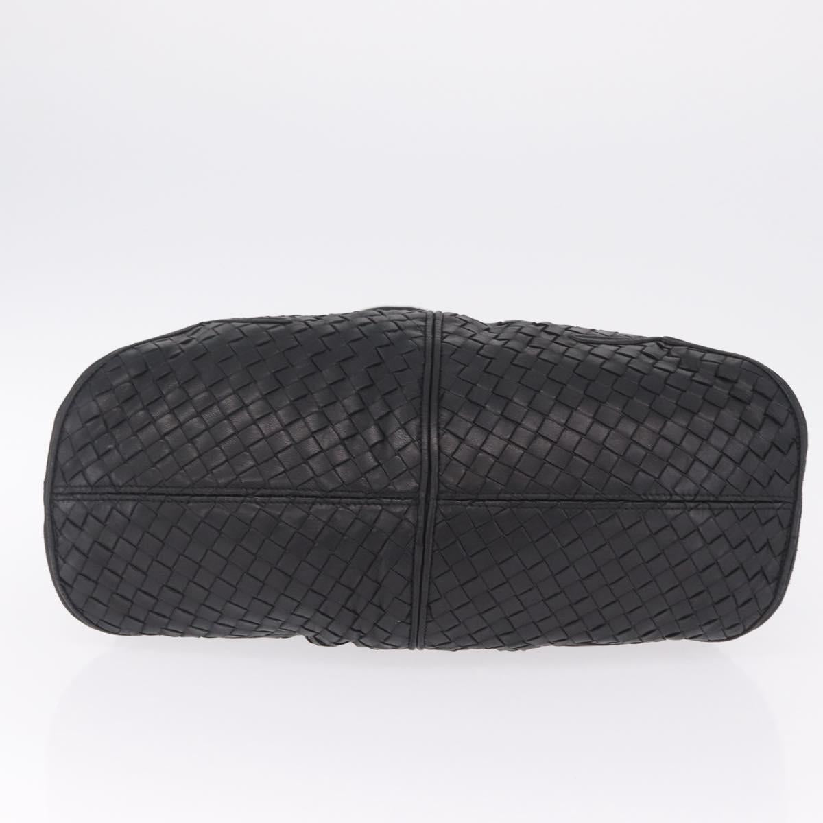 Bottega Veneta INTRECCIATO Shoulder Bag Leather Black 145552 Auth 214044V