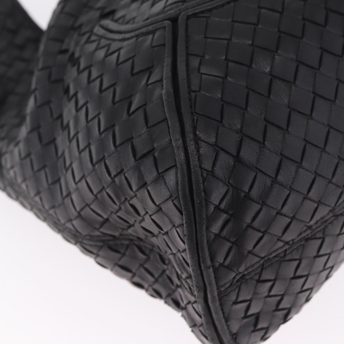 Bottega Veneta INTRECCIATO Shoulder Bag Leather Black 145552 Auth 214044V