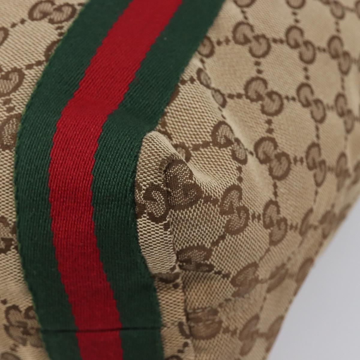 GUCCI GG Canvas Web Sherry Line Tote Bag Beige 189669 Auth 214049V