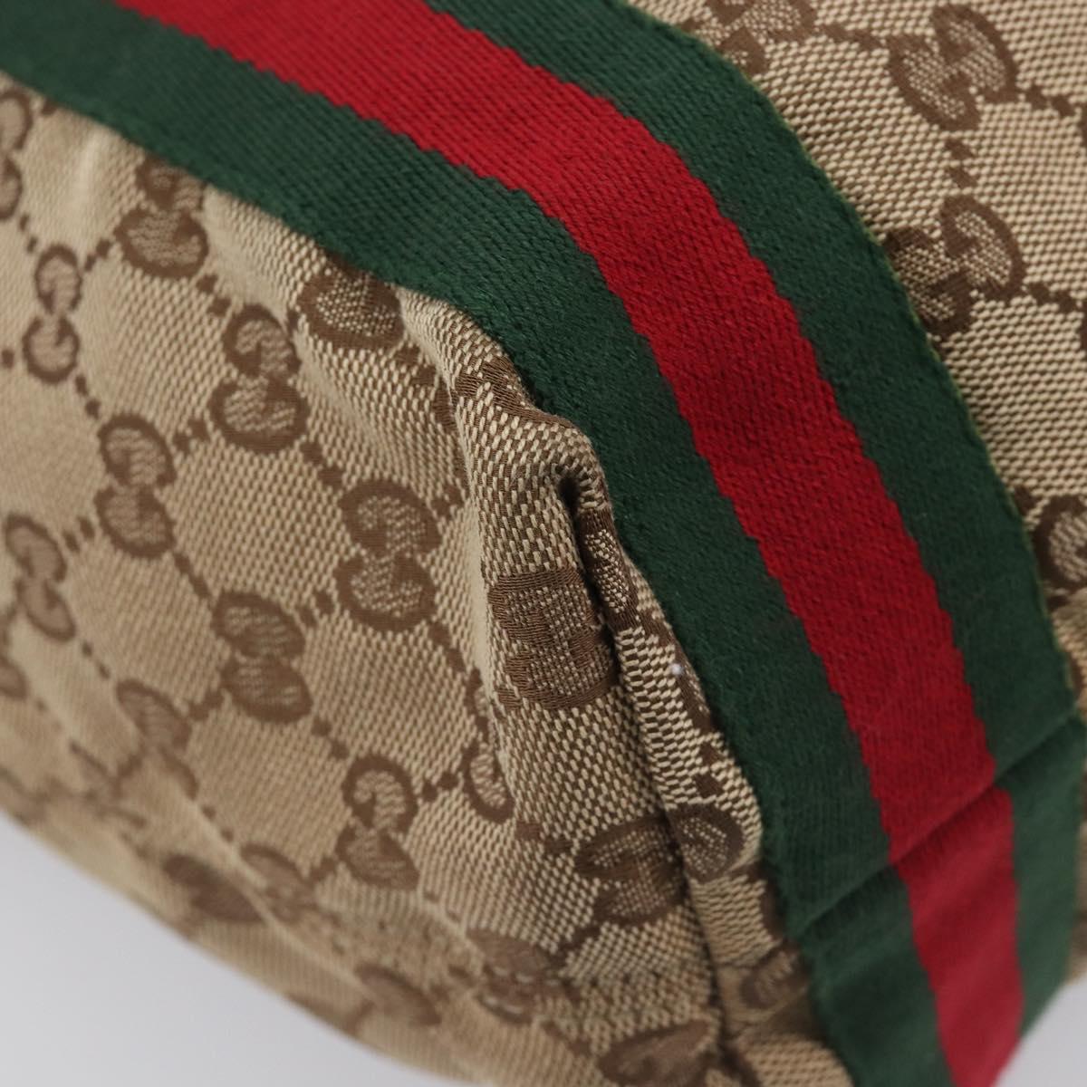 GUCCI GG Canvas Web Sherry Line Tote Bag Beige 189669 Auth 214049V