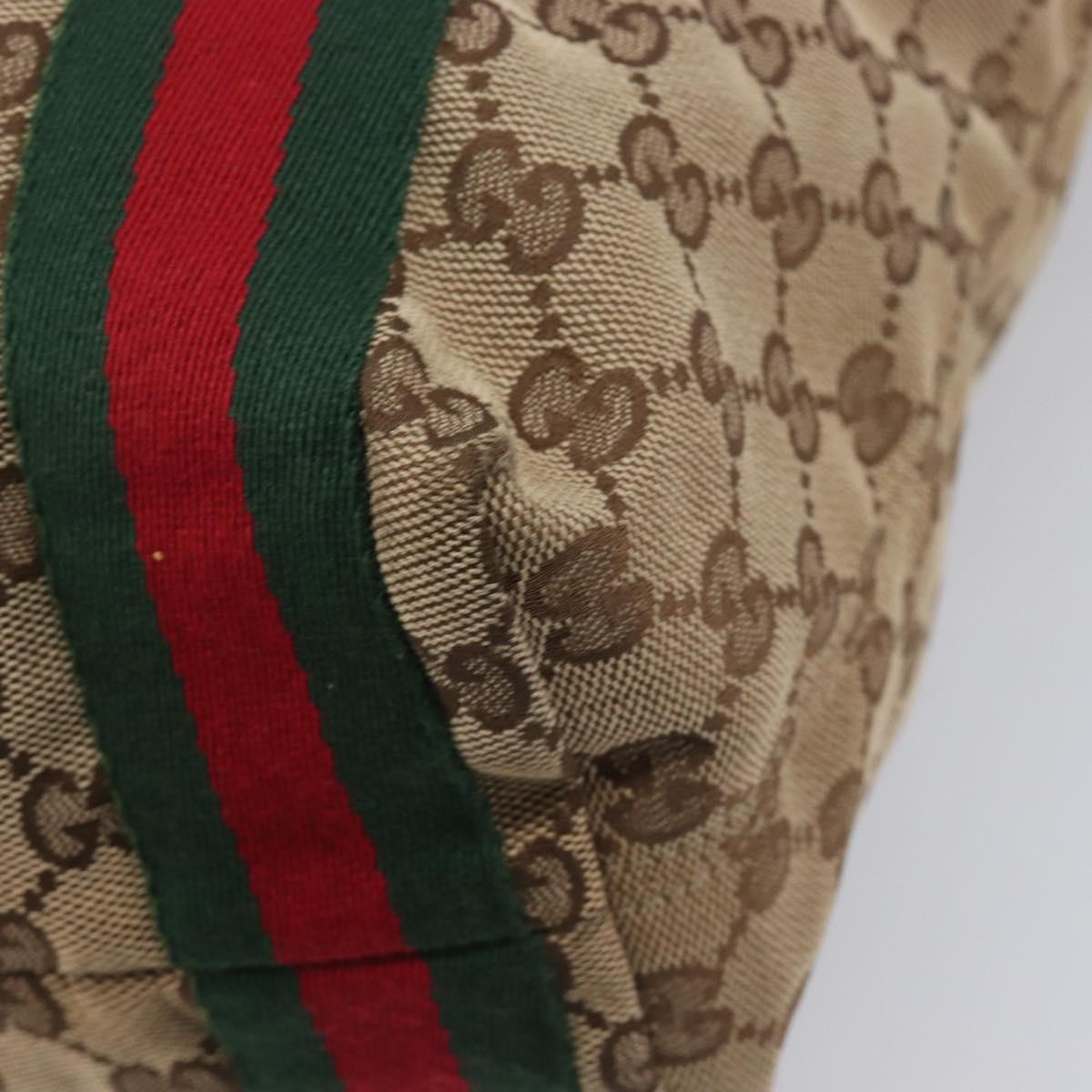 GUCCI GG Canvas Web Sherry Line Tote Bag Beige 189669 Auth 214049V
