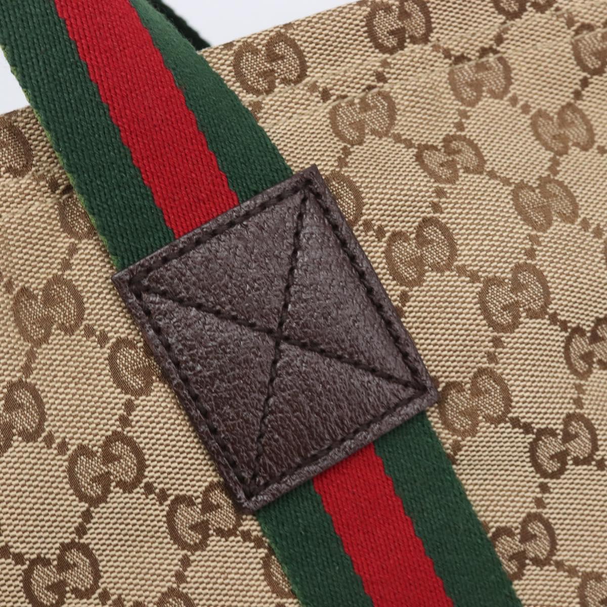 GUCCI GG Canvas Web Sherry Line Tote Bag Beige 189669 Auth 214049V