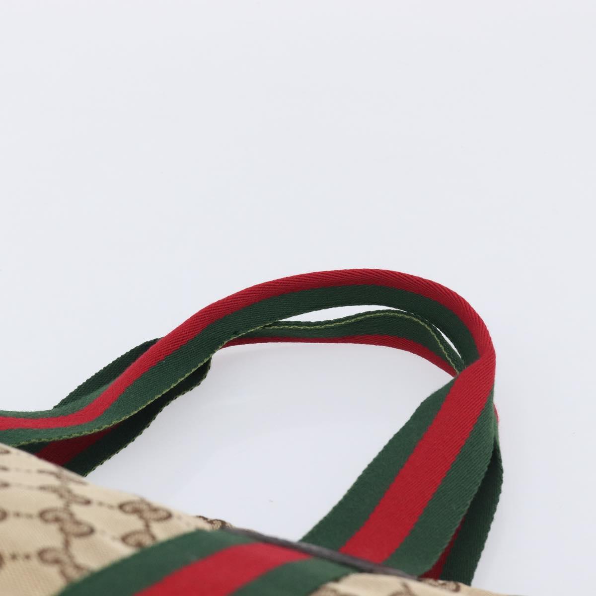 GUCCI GG Canvas Web Sherry Line Tote Bag Beige 189669 Auth 214049V