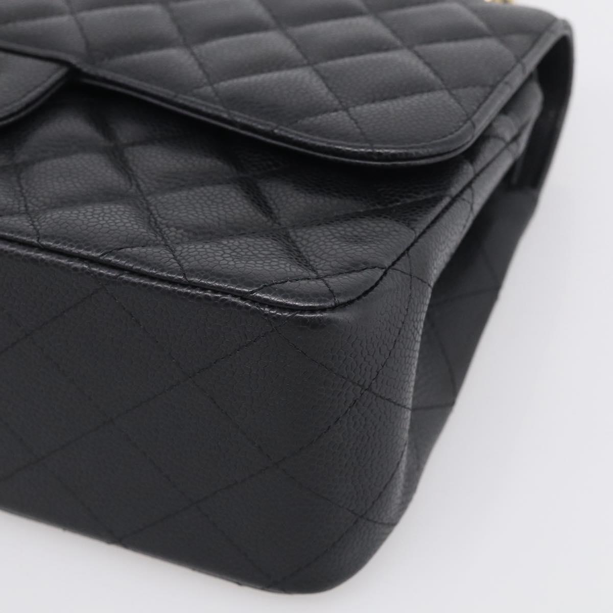 CHANEL Big Matelasse30 Chain Bag Caviar Skin Black Gold CC Auth 214053SAM