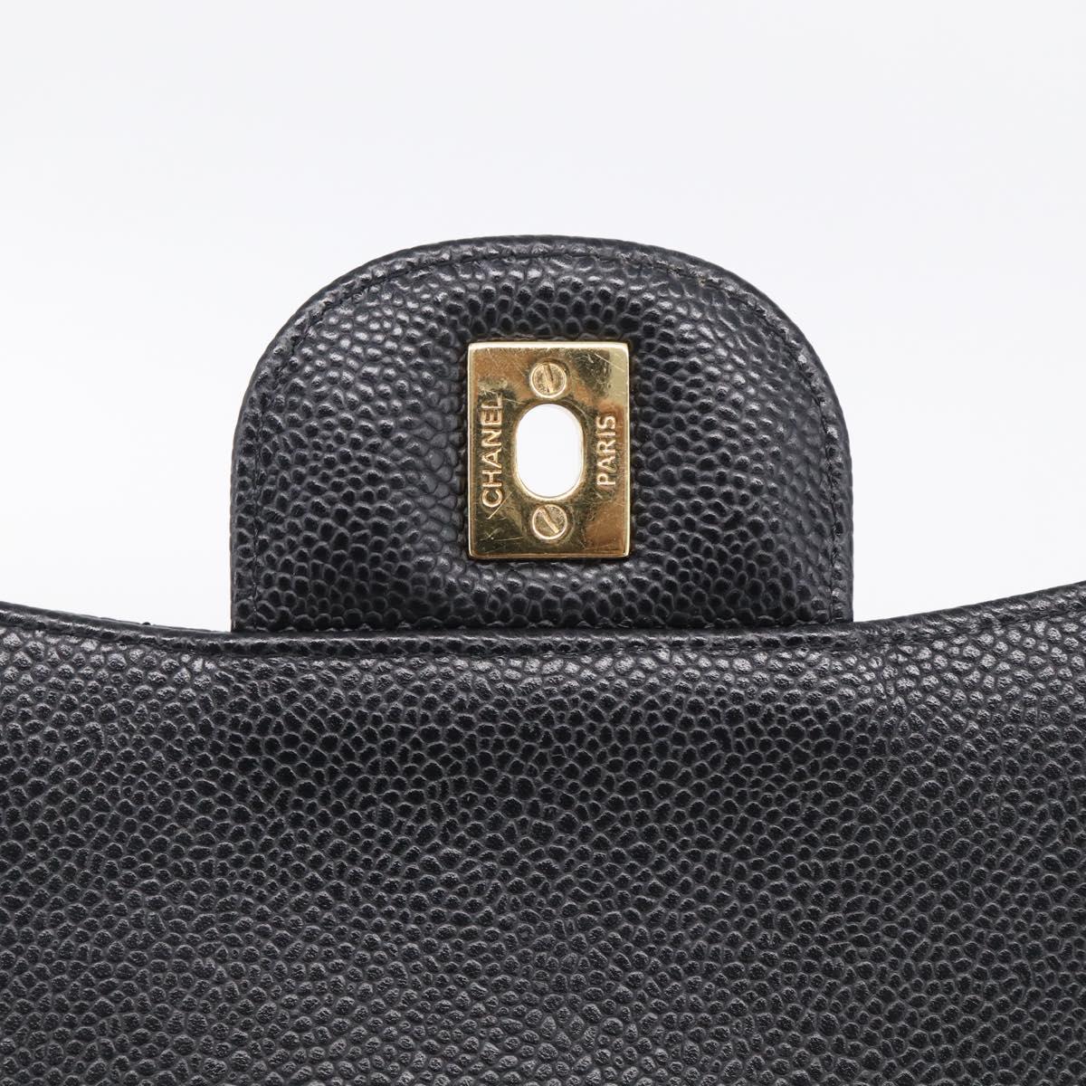 CHANEL Big Matelasse30 Chain Bag Caviar Skin Black Gold CC Auth 214053SAM