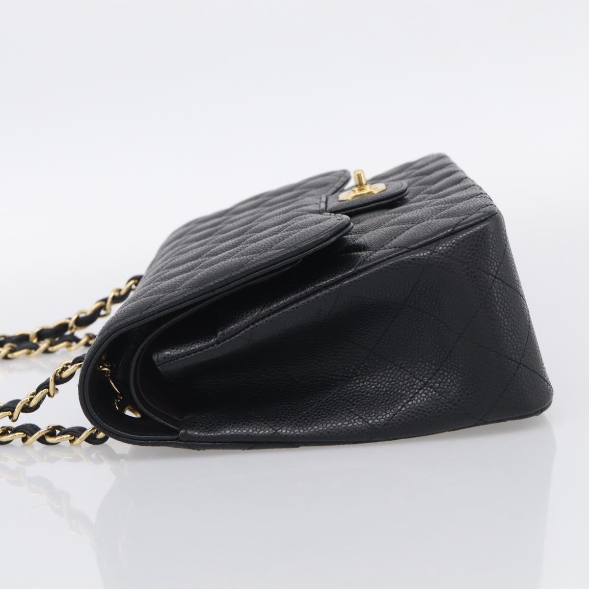 CHANEL Big Matelasse30 Chain Bag Caviar Skin Black Gold CC Auth 214053SAM