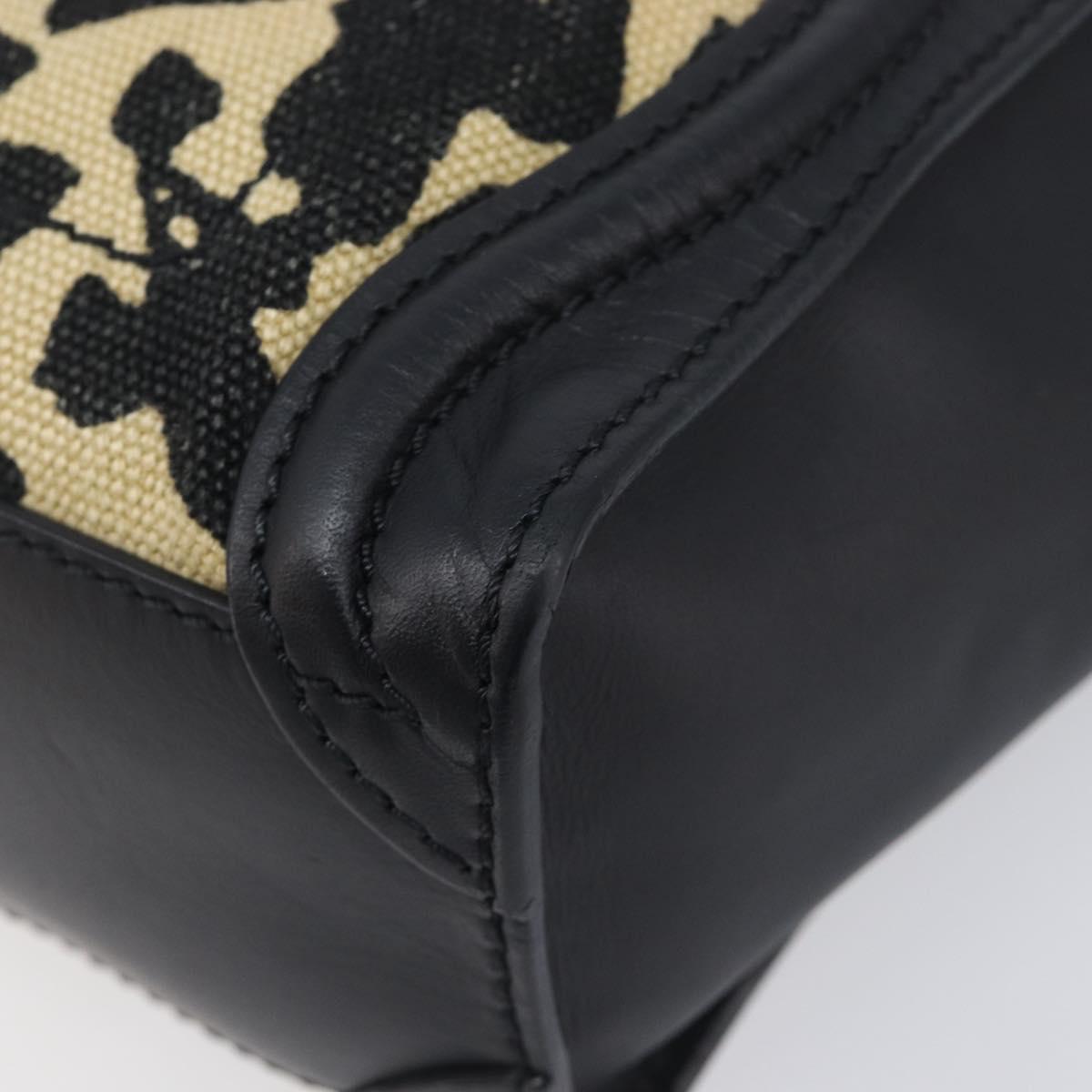 CELINE Leopard Pattern Luggage Nano Shopper Bag Canvas Leather 2way Auth 214054M