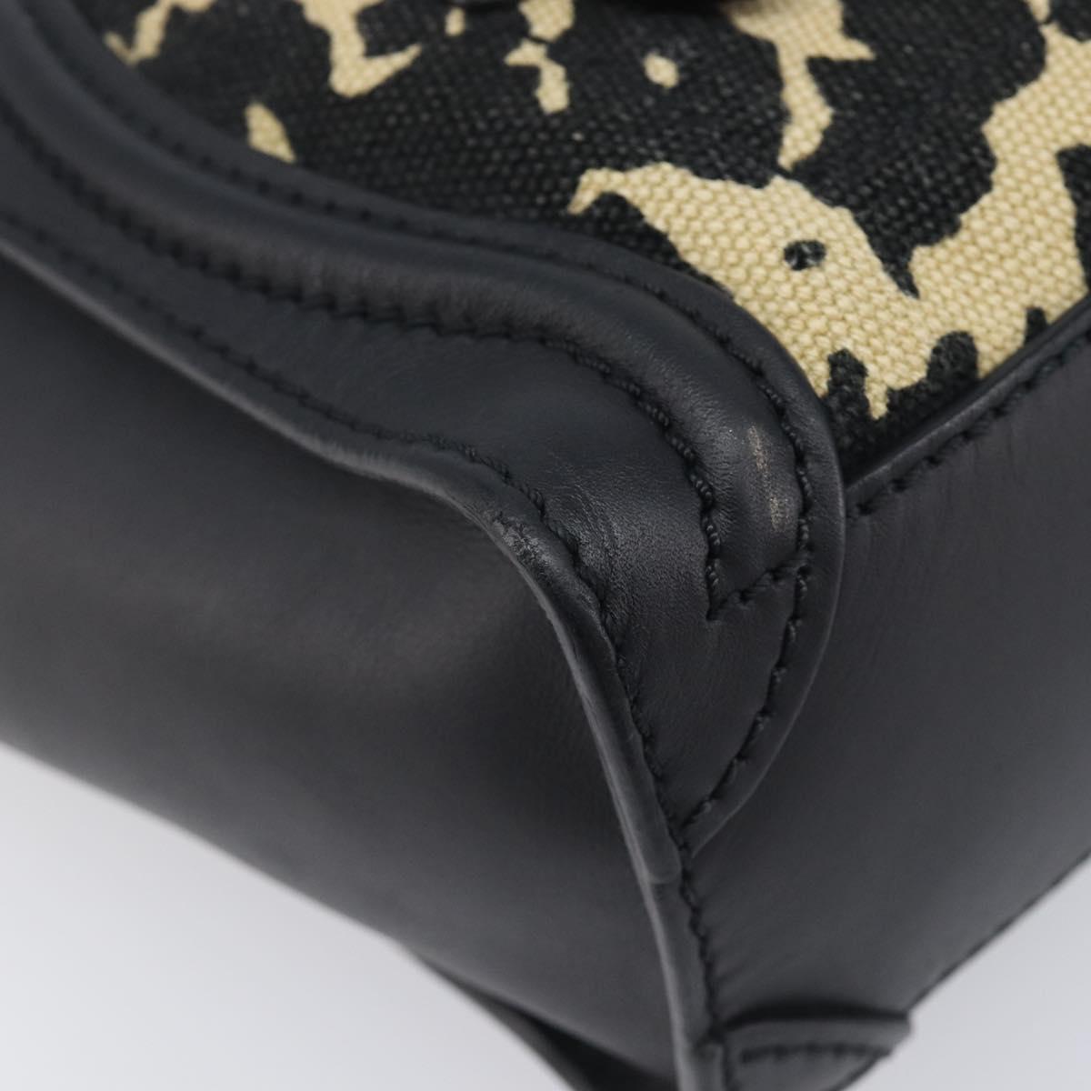 CELINE Leopard Pattern Luggage Nano Shopper Bag Canvas Leather 2way Auth 214054M