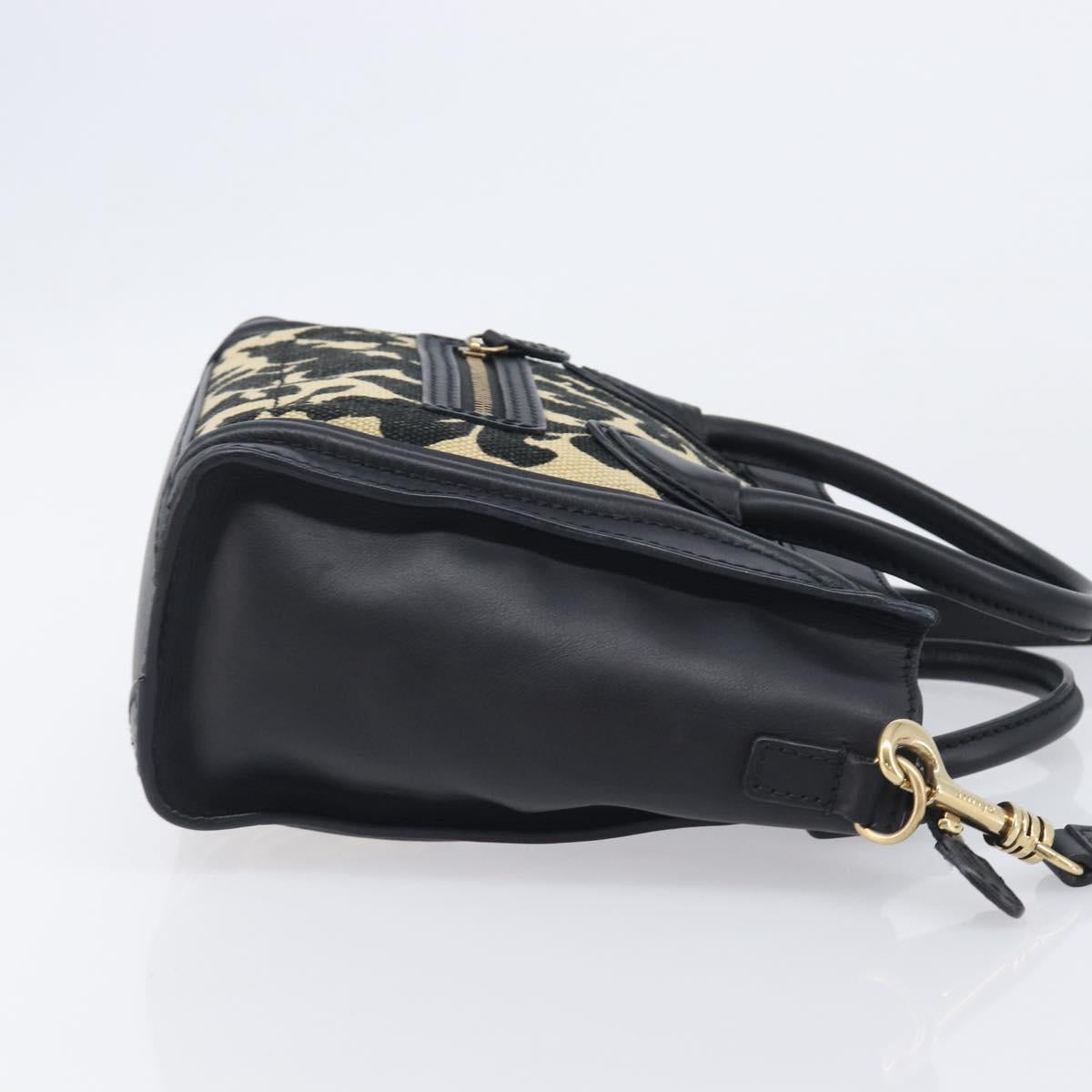CELINE Leopard Pattern Luggage Nano Shopper Bag Canvas Leather 2way Auth 214054M