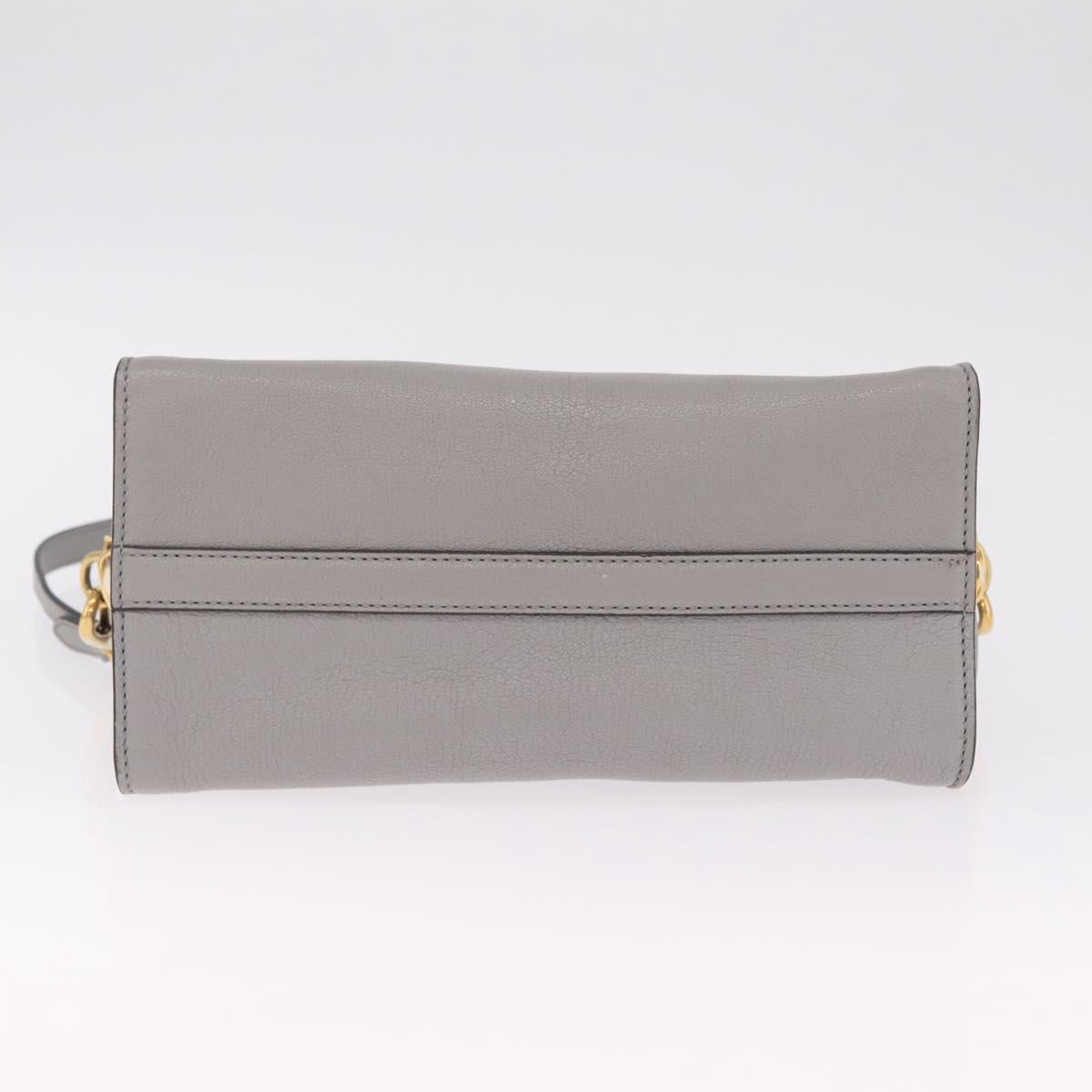Miu Miu Madras Hand Bag Leather 2way Gray Gold Auth 214055V
