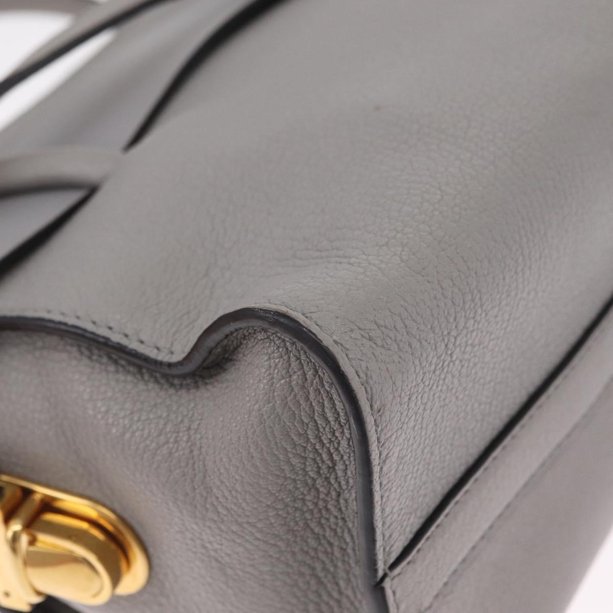 Miu Miu Madras Hand Bag Leather 2way Gray Gold Auth 214055V