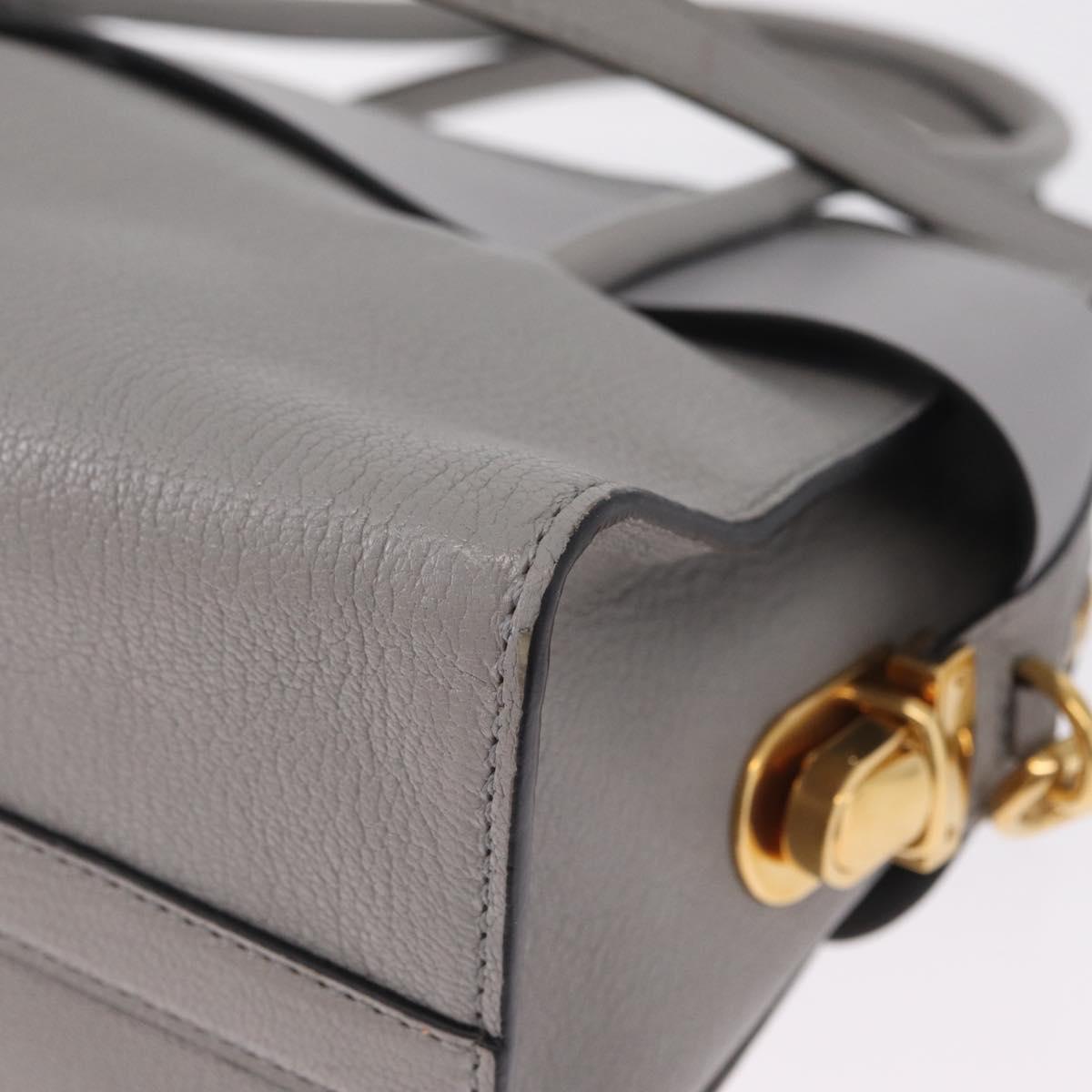 Miu Miu Madras Hand Bag Leather 2way Gray Gold Auth 214055V