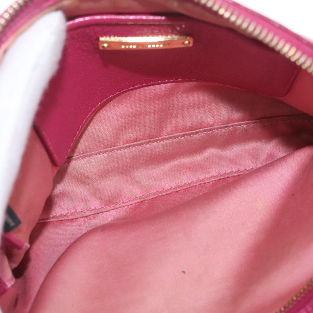 Miu Miu Madras Shoulder Bag Leather Pink Gold Auth 214059A