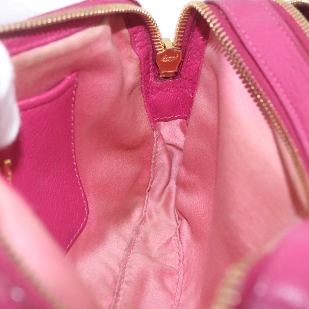 Miu Miu Madras Shoulder Bag Leather Pink Gold Auth 214059A