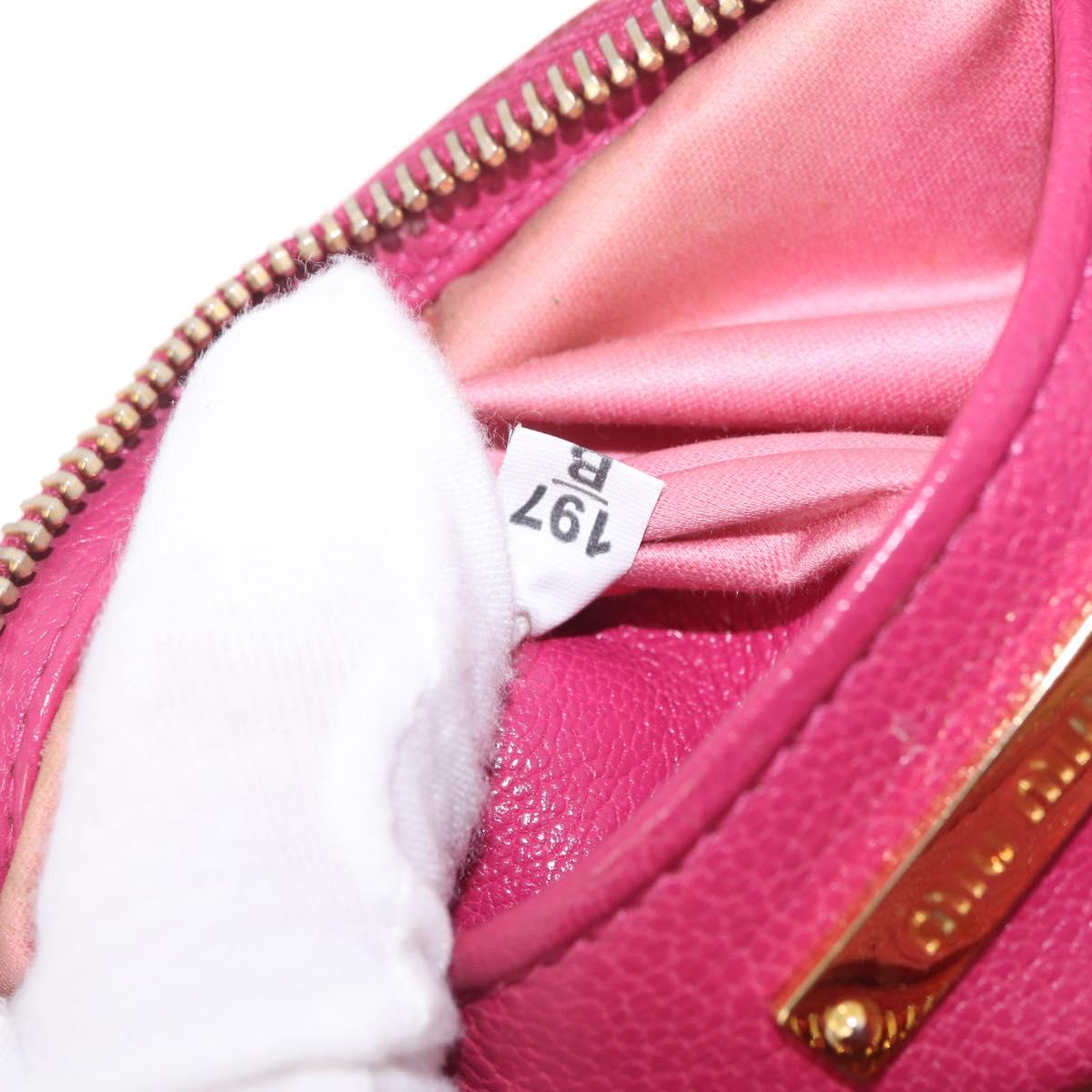 Miu Miu Madras Shoulder Bag Leather Pink Gold Auth 214059A