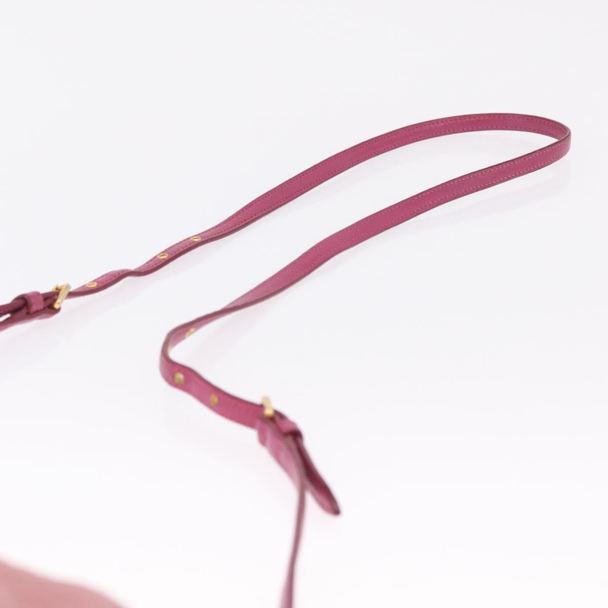 Miu Miu Madras Shoulder Bag Leather Pink Gold Auth 214059A