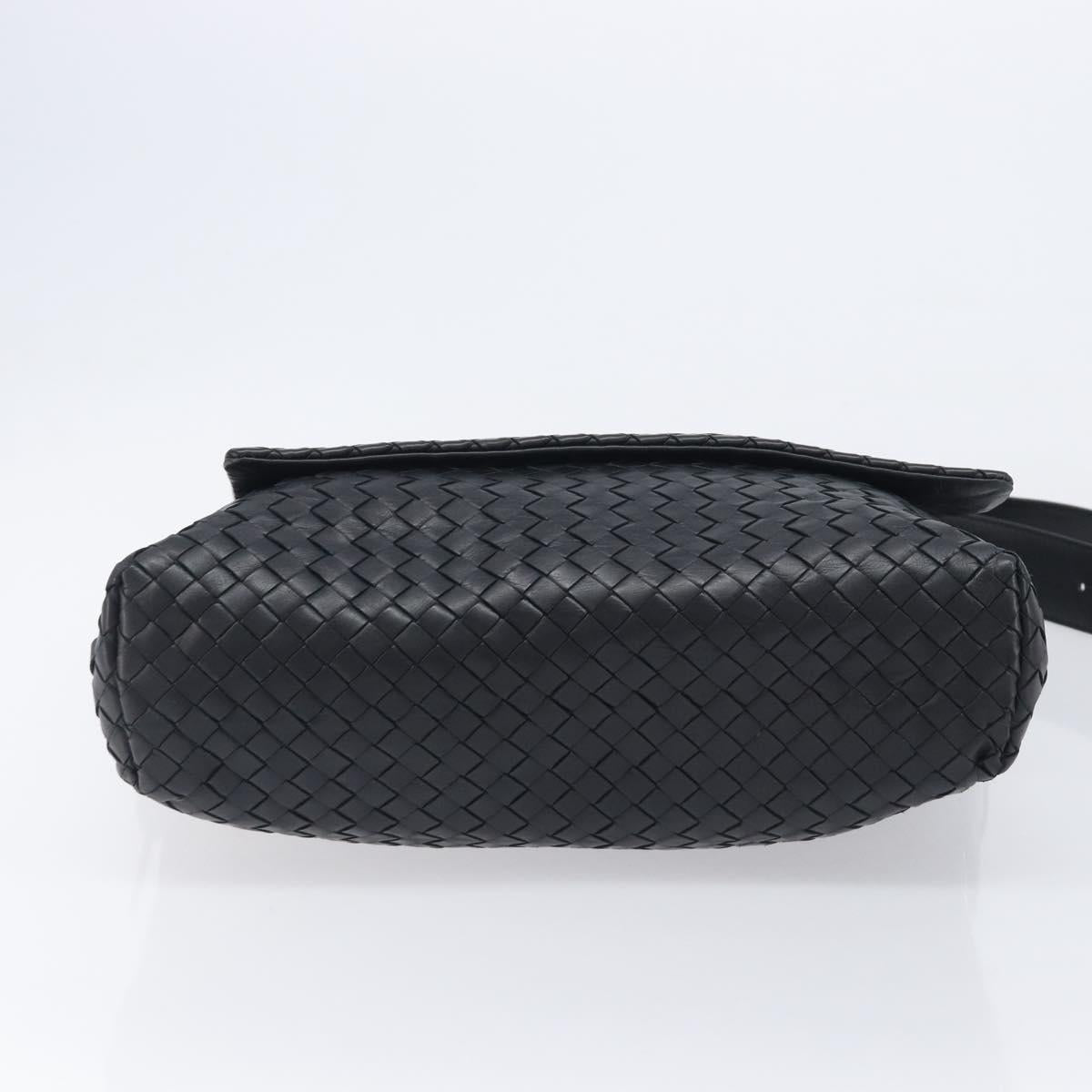 Bottega Veneta INTRECCIATO Shoulder Bag Leather Black Auth 214083V