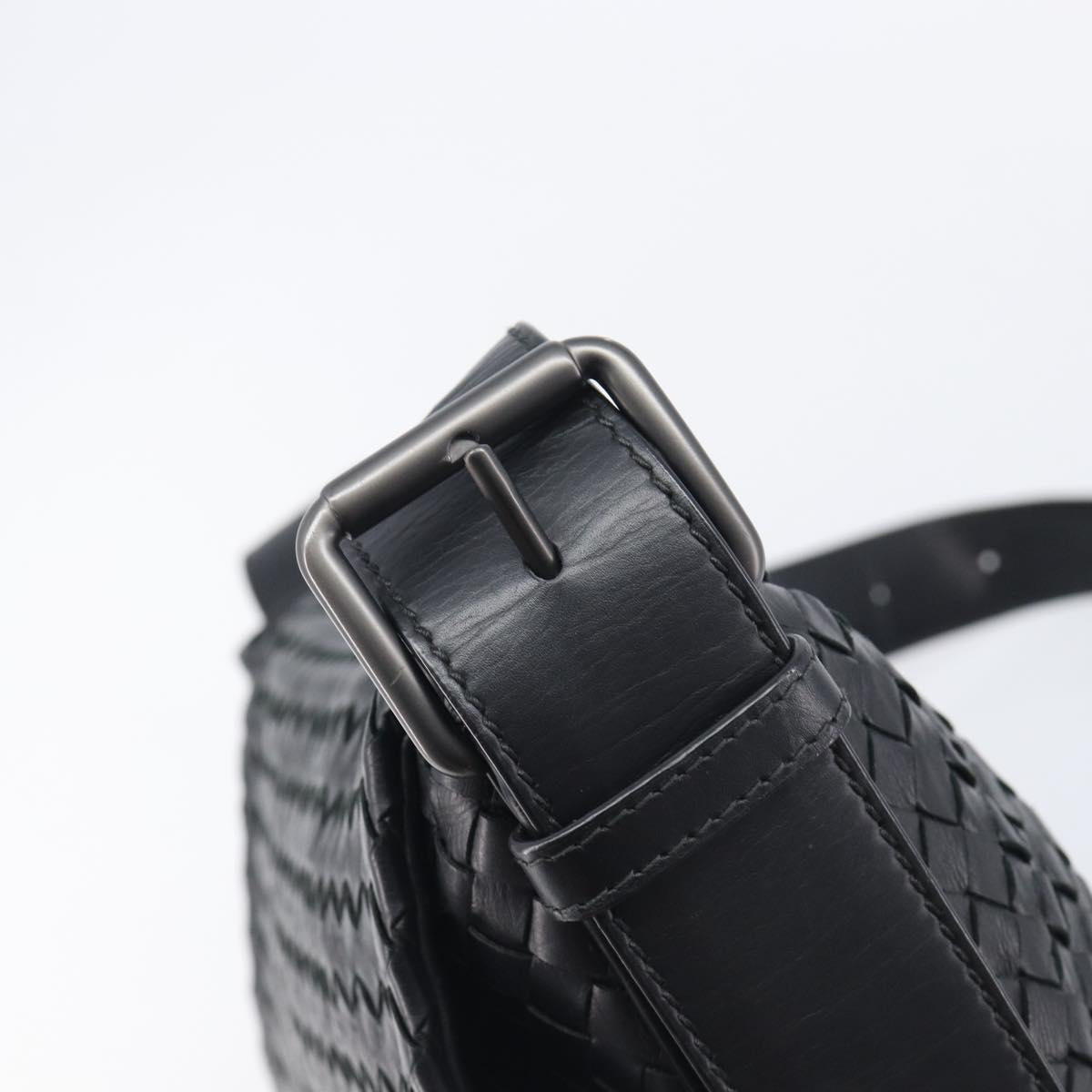 Bottega Veneta INTRECCIATO Shoulder Bag Leather Black Auth 214083V