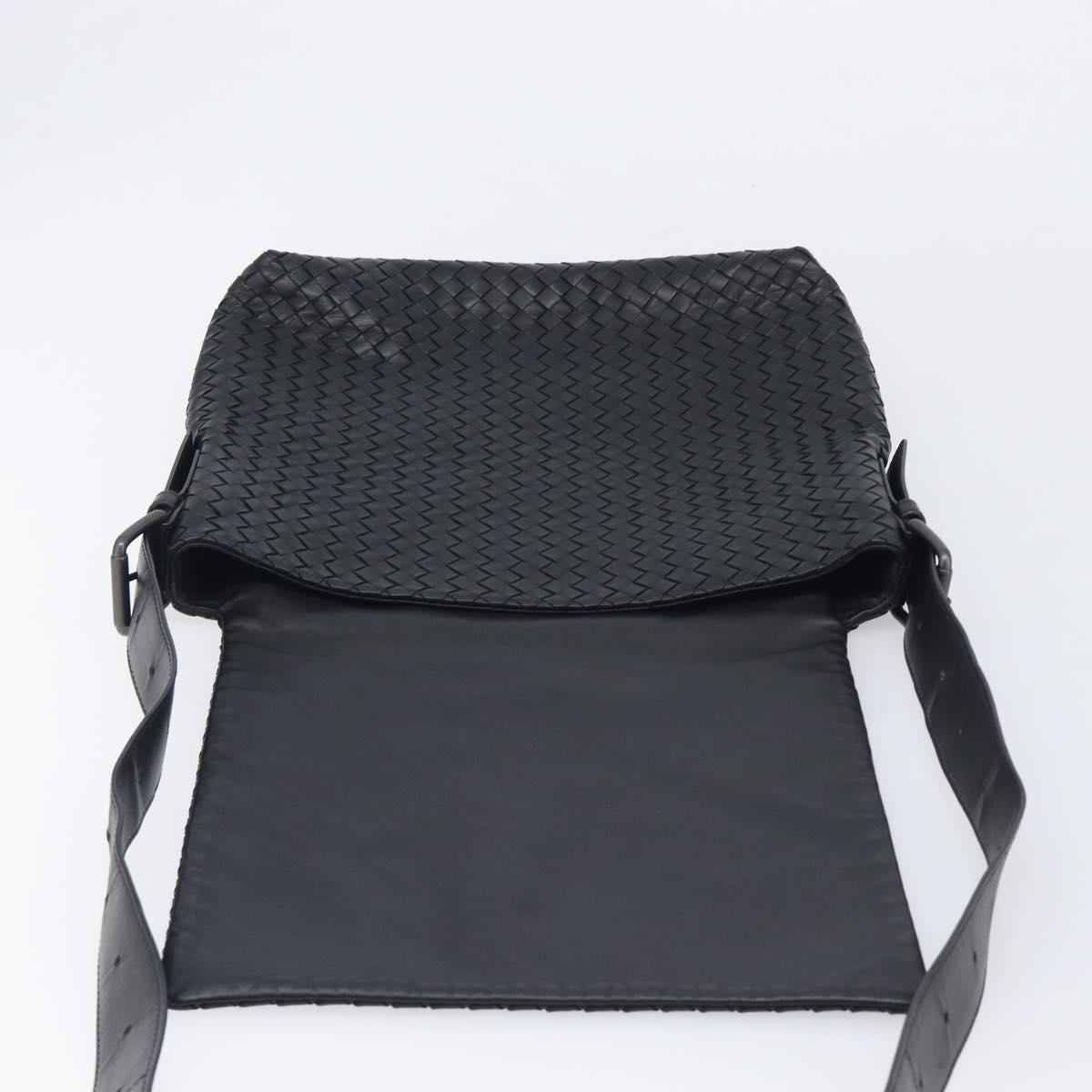 Bottega Veneta INTRECCIATO Shoulder Bag Leather Black Auth 214083V
