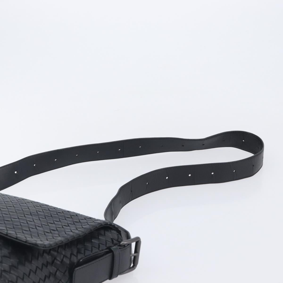 Bottega Veneta INTRECCIATO Shoulder Bag Leather Black Auth 214083V