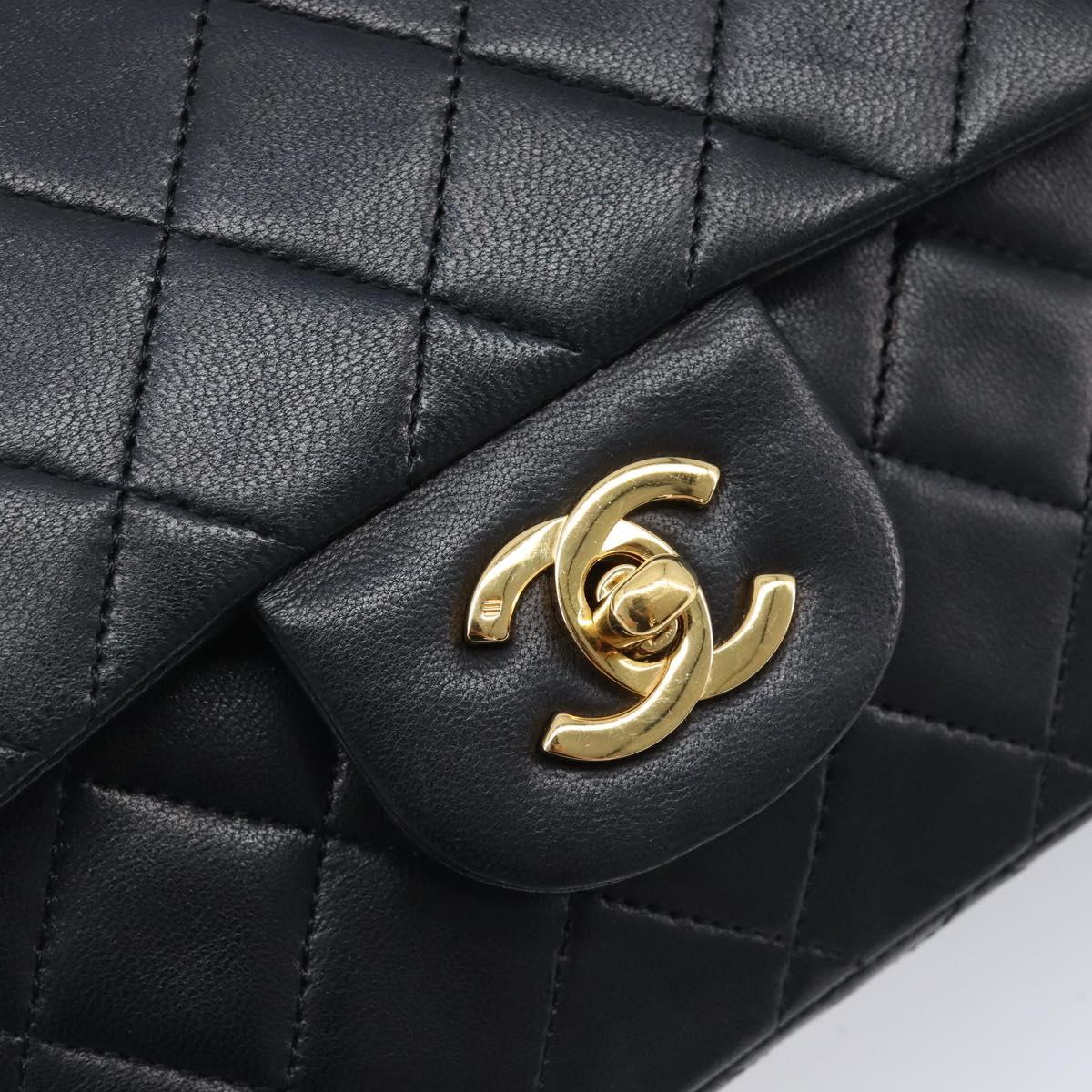 CHANEL Matelasse23 Chain Shoulder Bag Lamb Skin Black Gold CC Auth 214092SAM