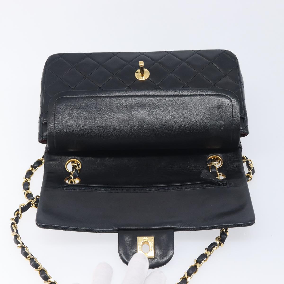 CHANEL Matelasse23 Chain Shoulder Bag Lamb Skin Black Gold CC Auth 214092SAM