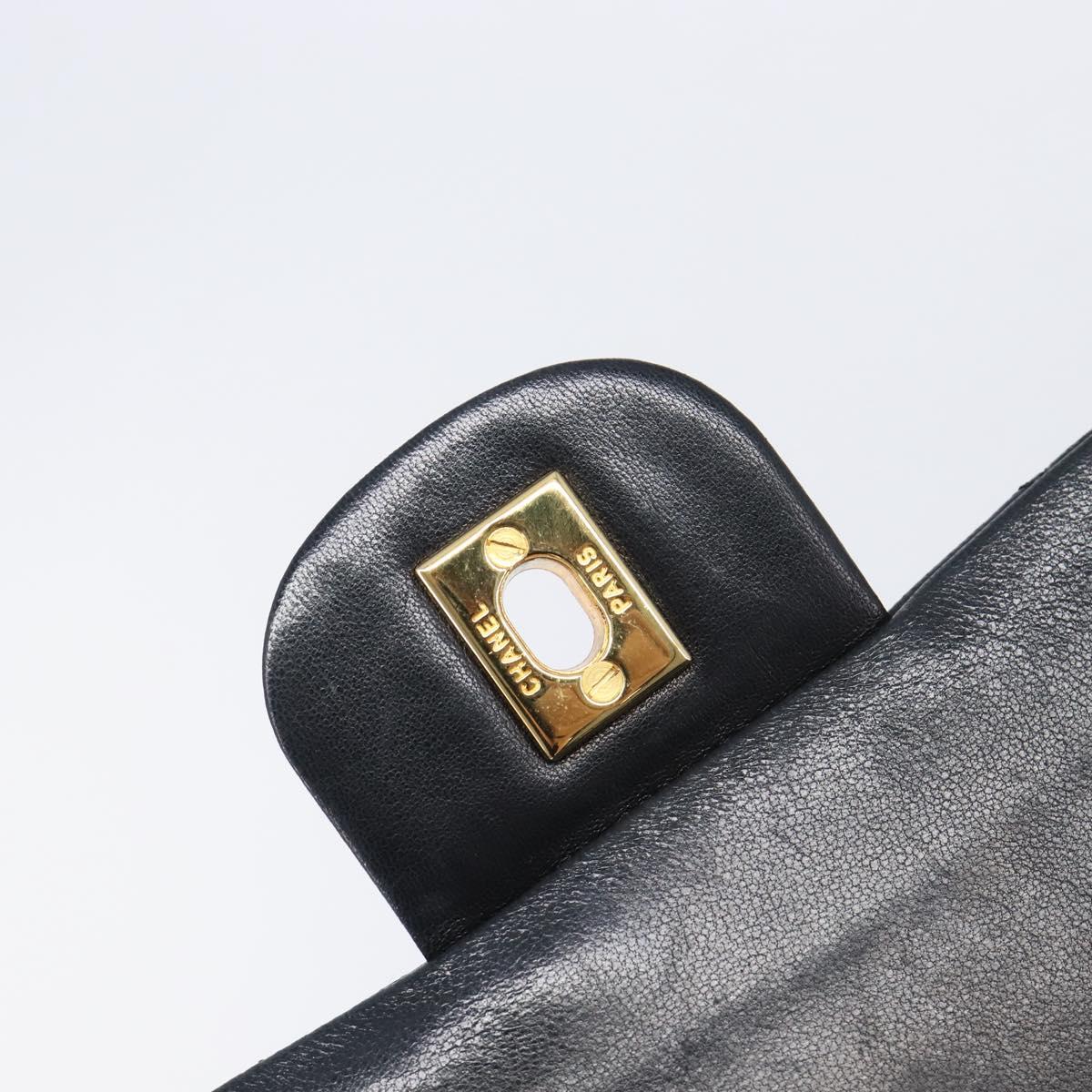 CHANEL Matelasse23 Chain Shoulder Bag Lamb Skin Black Gold CC Auth 214092SAM