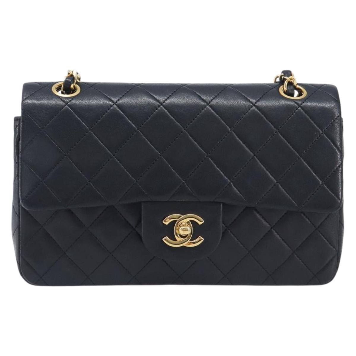 CHANEL Matelasse23 Chain Shoulder Bag Lamb Skin Black Gold CC Auth 214092SAM